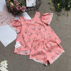 Bộ hoa thô bé gái tay viền ren size 4 -8